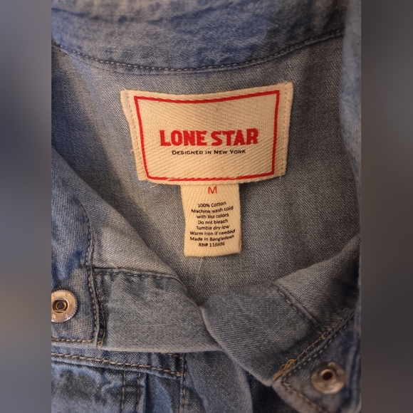 Lone Star, Juniors Sz Med, Lt Weight Cotton Denim Jacket, Snap Front, NWTs - Picture 3 of 15